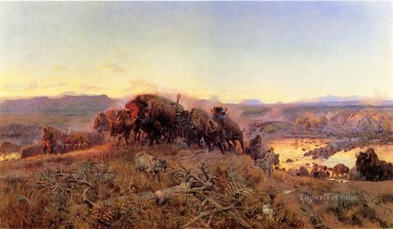  charles Pintura - Cuando la tierra pertenecía a Dios Ganado estadounidense occidental Charles Marion Russell